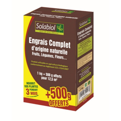 Engrais naturel complet 1 Kg + 500 gr. OFFERTS Solabiol